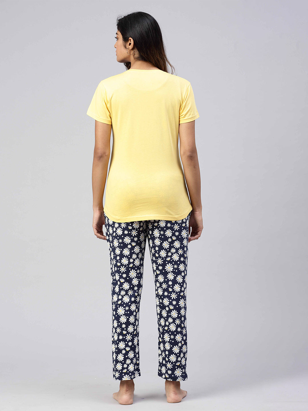Women Knit Cotton Loungewear Set Yellow