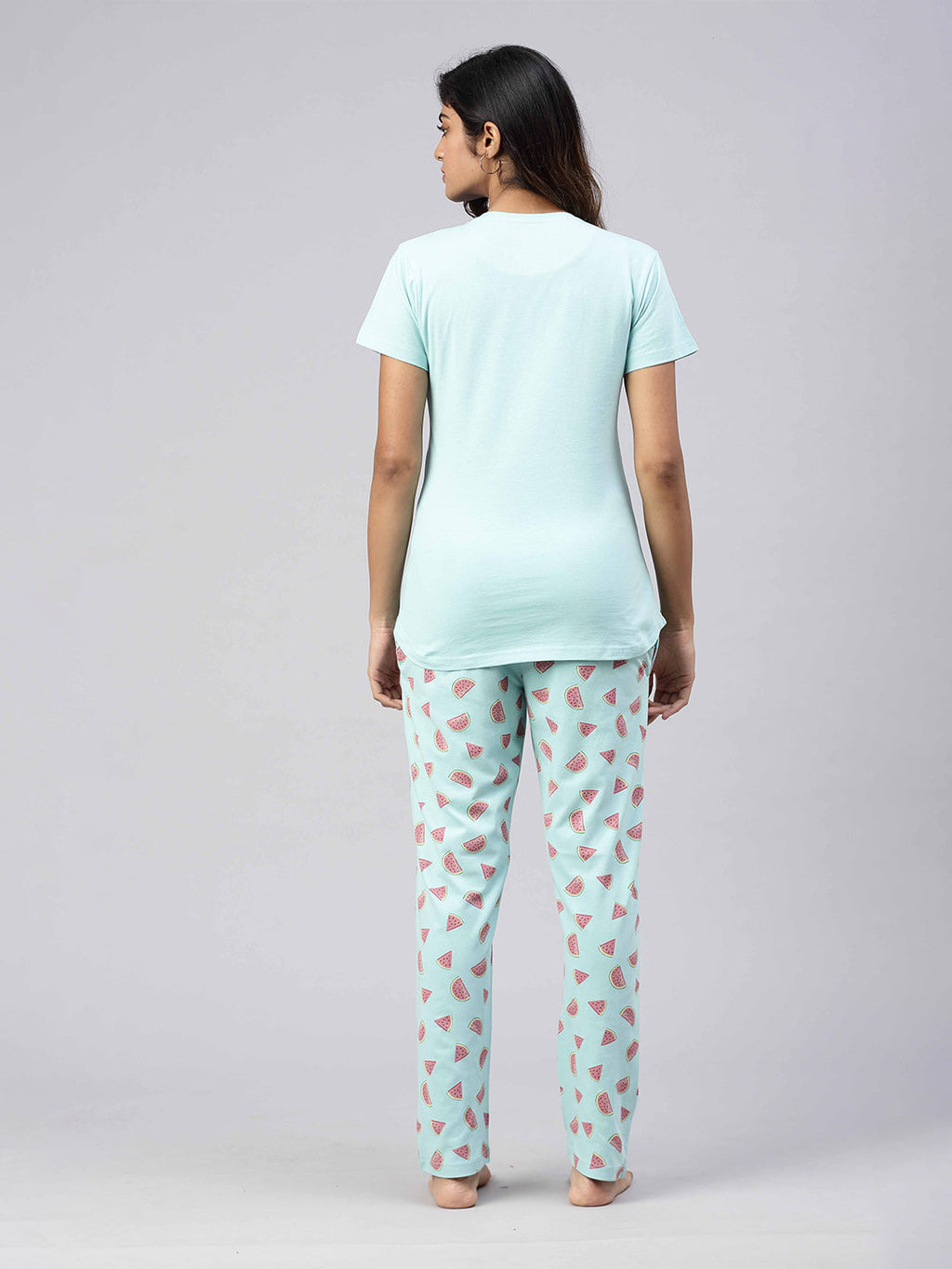 Women Knit Cotton Loungewear Set Mint Blue