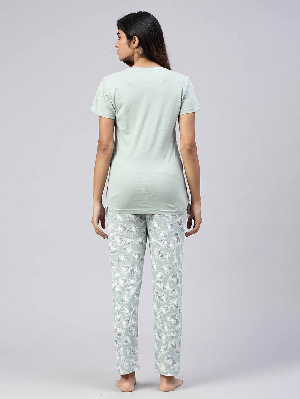 Women Knit Cotton Loungewear Set Mint Green