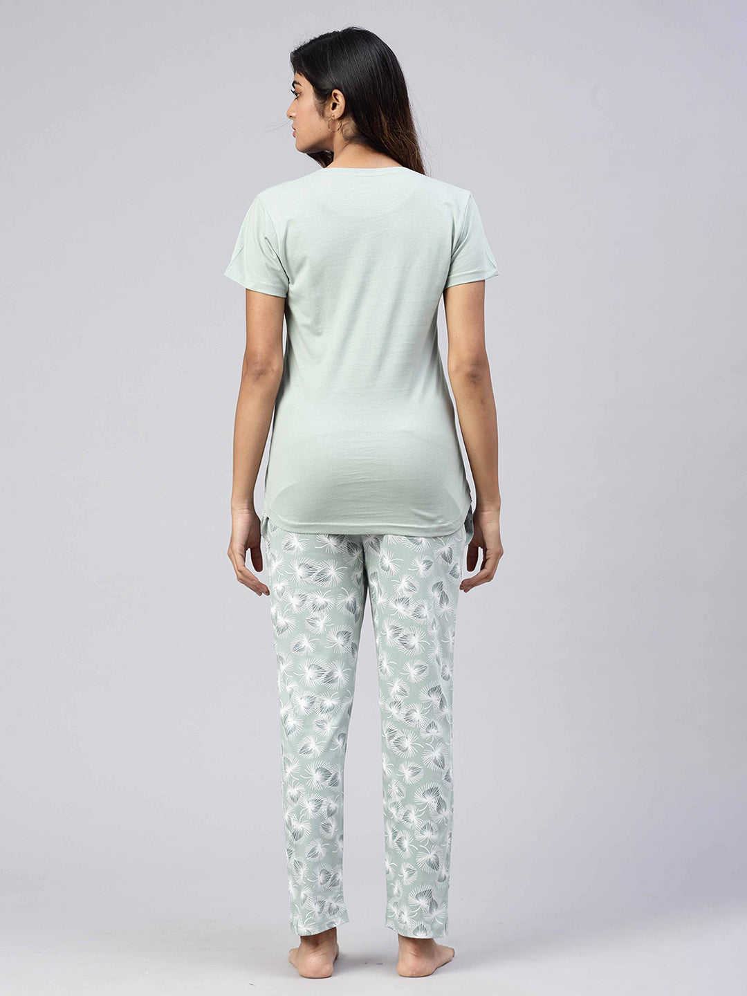 Women Knit Cotton Loungewear Set Mint Green