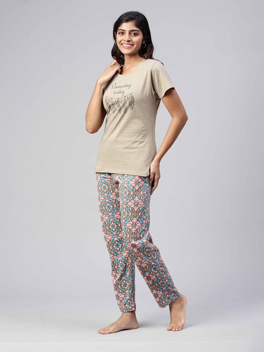 Women Knit Cotton Loungewear Set Olive Green