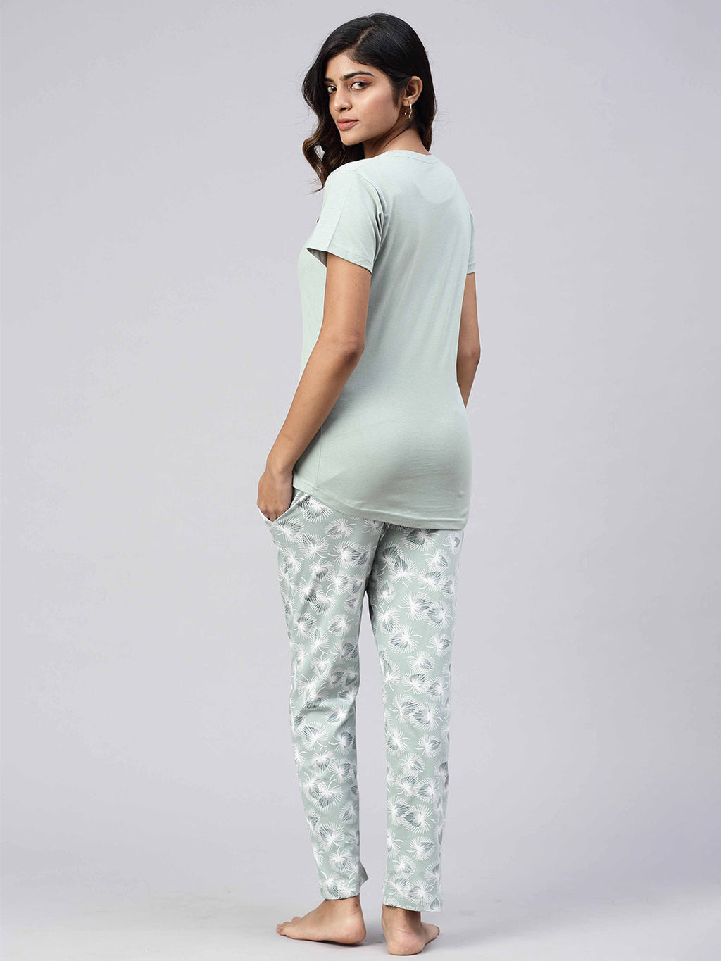 Women Knit Cotton Loungewear Set Mint Green