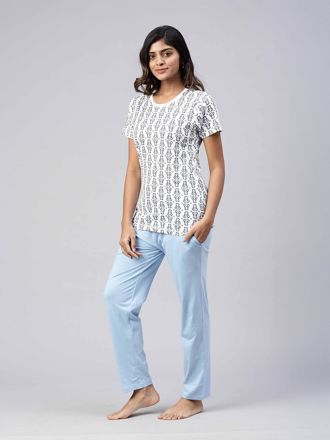 Women Knit Cotton Loungewear Set White