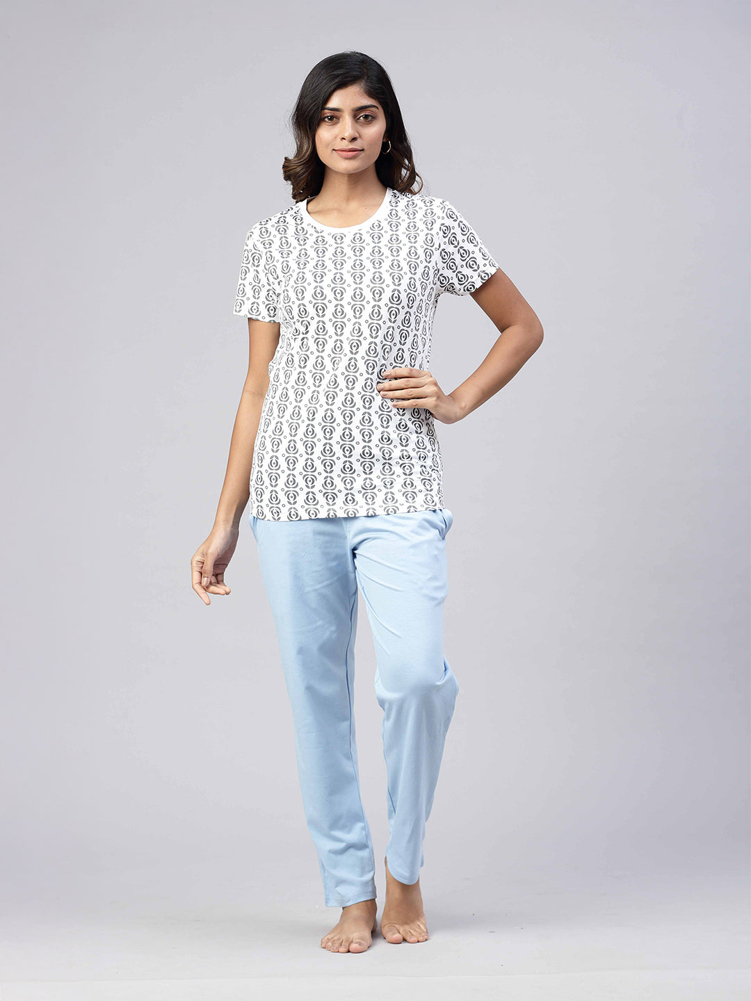 Women Knit Cotton Loungewear Set White
